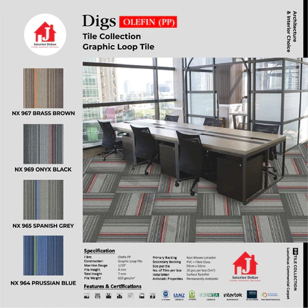 Digs Olefin New Cover Karpet Tiles per Box