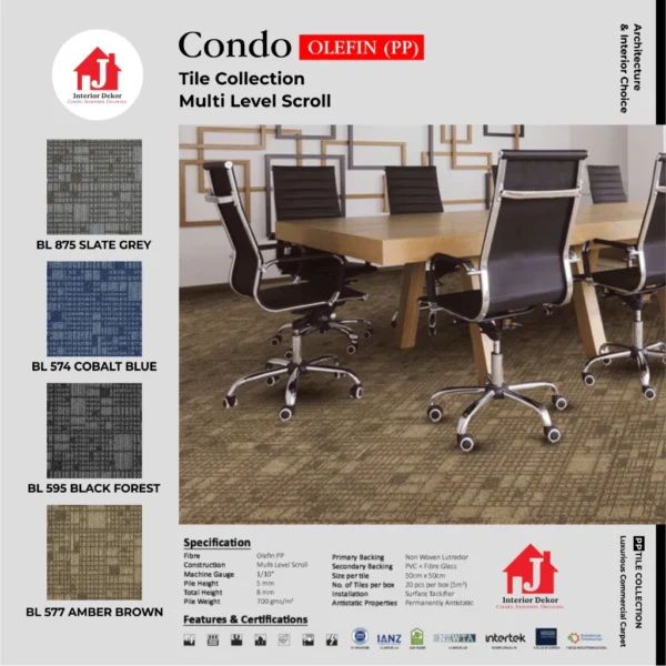 Karpet Condo Motif | Karpet Tile untuk Kantor per Box