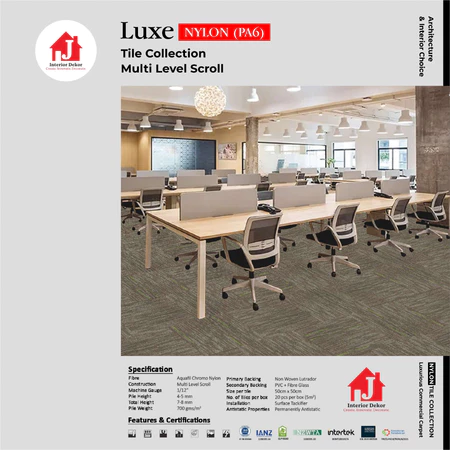 Luxe Nylon Carpet Tiles untuk Kantor per Box