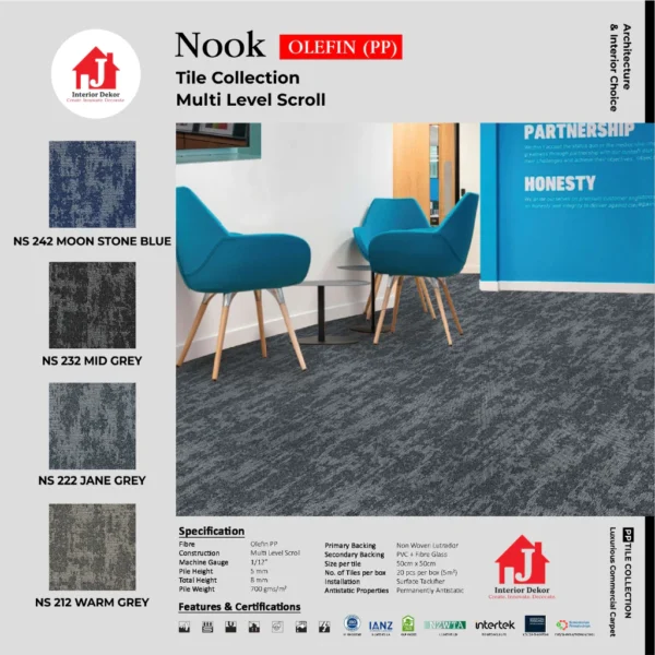 Nook PP Carpet Tiles Karpet Kantor per Box