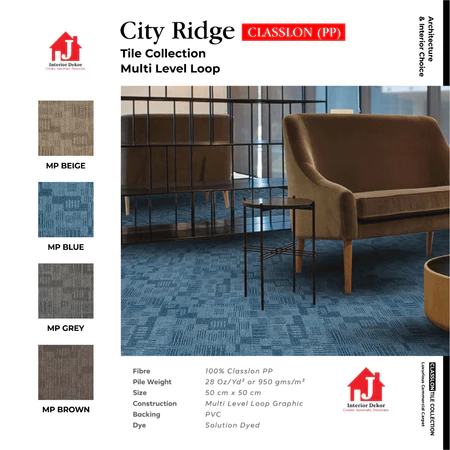 Karpet Tile City Ridge | Karpet Kantor isi 20 pcs per box