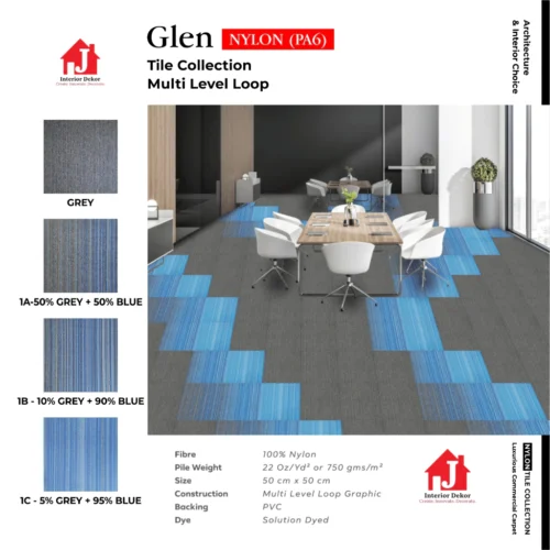 Karpet Tile Glen Nylon | Karpet Kantor isi 20 pcs per box