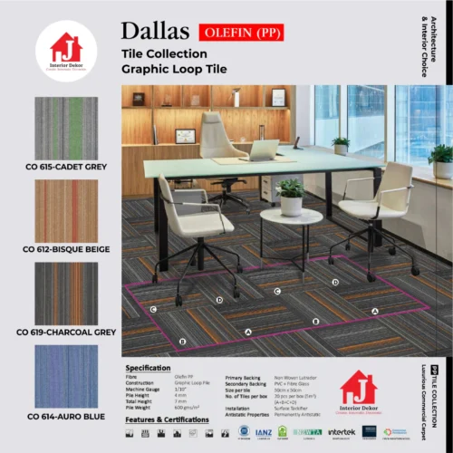Karpet Tile Kantor Harga Per Box Dallas Motif Tebal 8 mm