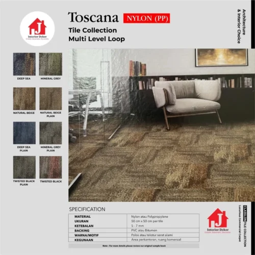 Karpet Tile Kantor Harga Per Box Toscana Motif Tebal 8 mm