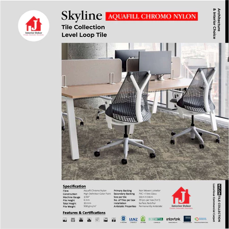Karpet Tile Kantor SkyLine Aquafill Harga Per Box Motif Tebal 8