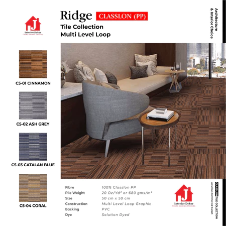 Karpet Tile Ridge Classlon | Karpet Kantor isi 20 pcs per box