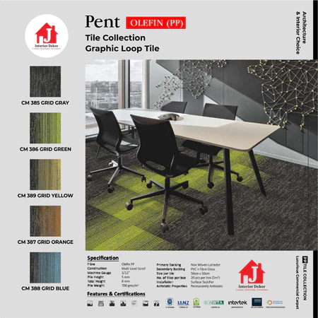 Pent Karpet Tile untuk Kantor | Size per Tile 50x50cm