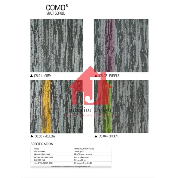 Karpet Tile Como Karpet Kantor 50 x 50 cm Isi 20 pcs per box Harga Adalah Per Box Karpet Tile Como | Karpet Kantor 50 x 50 cm | Isi 20 pcs per box