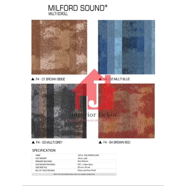 Karpet Tile Milford Sound Karpet Kantor 50 x 50 cm Isi 20 pcs per box Harga Adalah Per Box Karpet Tile Milford Sound | Karpet Kantor 50 x 50 cm | Isi 20 pcs per box