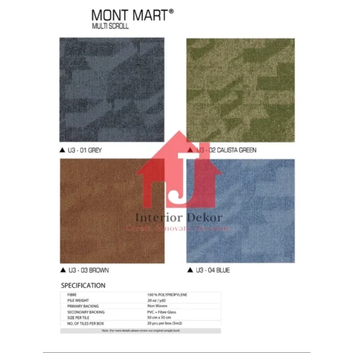 Karpet Tile Mont Mart | Karpet Kantor 50 x 50 cm | Isi 20 pcs per box |
