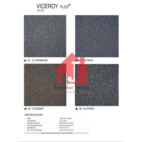 Karpet Tile Viceroy | Karpet Kantor 50 x 50 cm | Isi 20 pcs per box