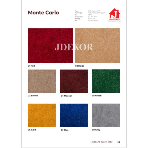 MOnte Carlo Karpet Roll MONTE CARLO | Karpet Meteran (L.4M) | Harga Adalah Per Meter