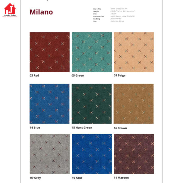 Milano Karpet Milano | Karpet Meteran | Harga Adalah Per Meter Lari