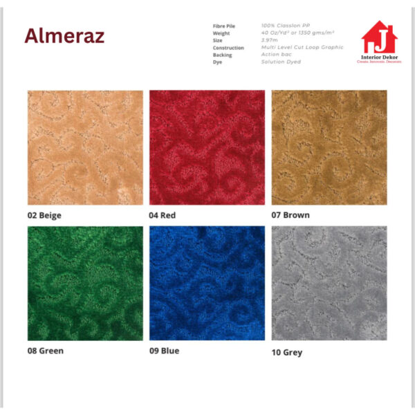 Karpet Almeraz | Karpet Meteran | Harga Adalah Per Meter Lari